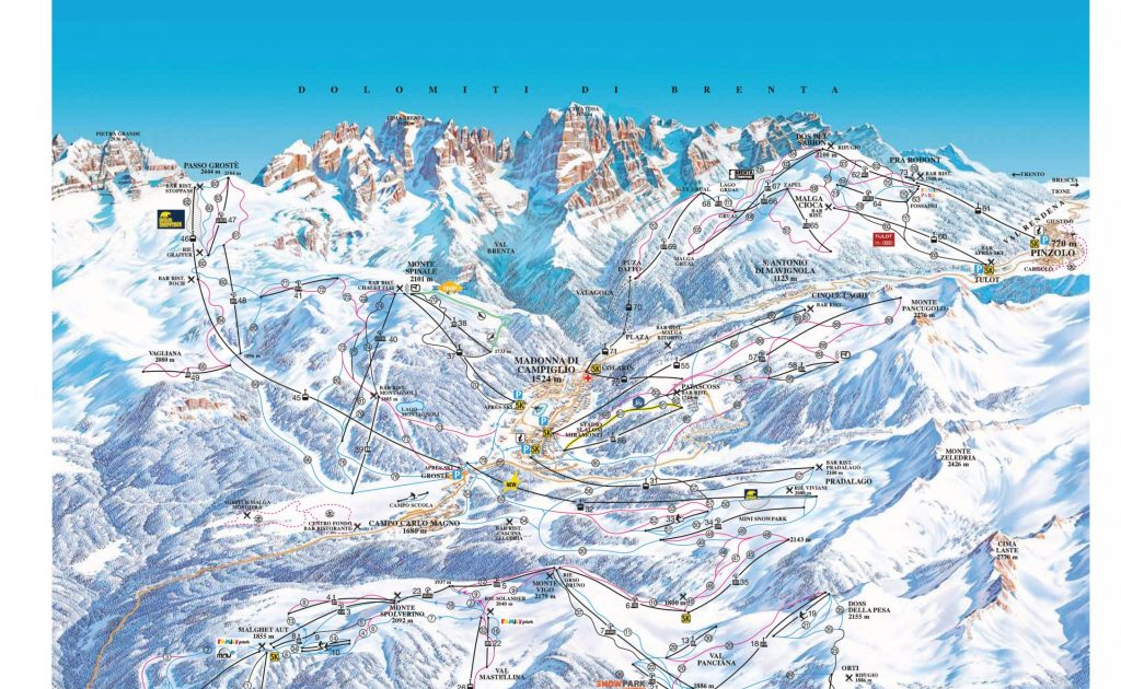 Mapa ośrodek Marilleva-Folgarida-Madonna di Campiglio-Pinzolo